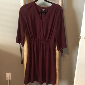 Burgundy mid length dress